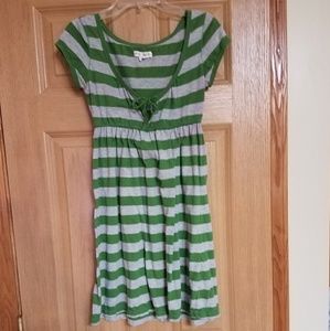 Green and gray v neck dress